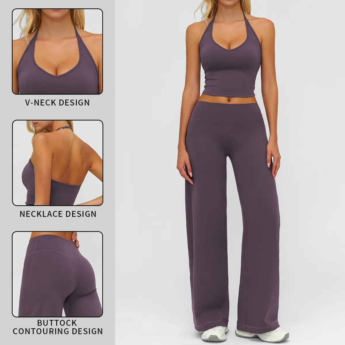 Women’s Two-Piece Sport Set – Crop Cami Top & Flare Pants for Yoga & Gym