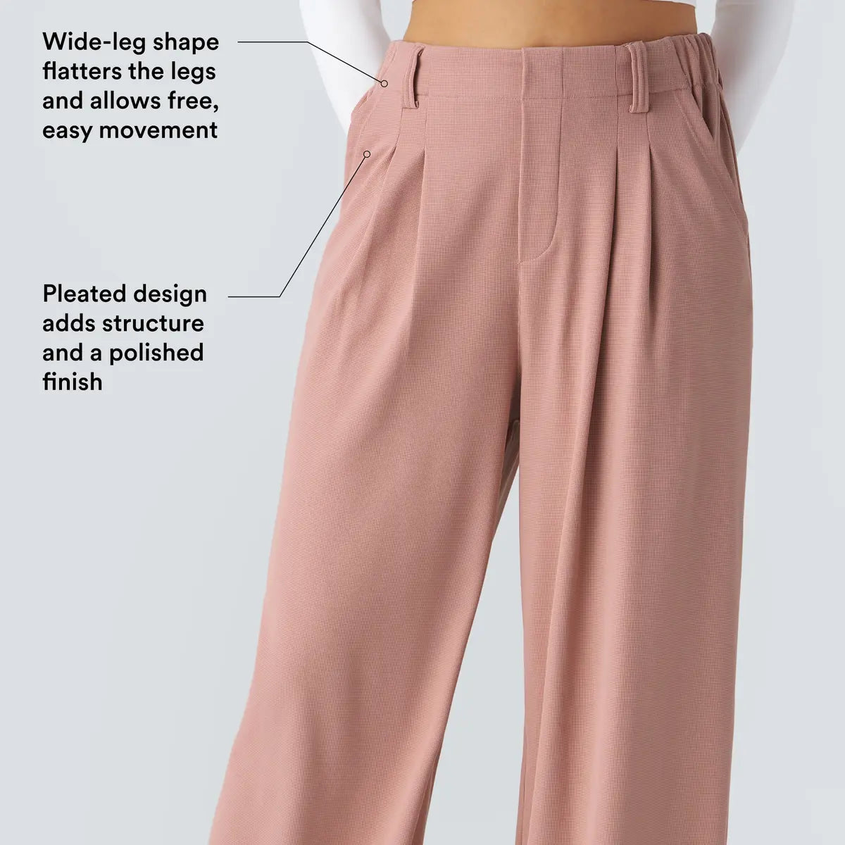 Halara Flex Women’s High Waist Wide Leg Pants with Pockets – Waffle Fabric Comfort