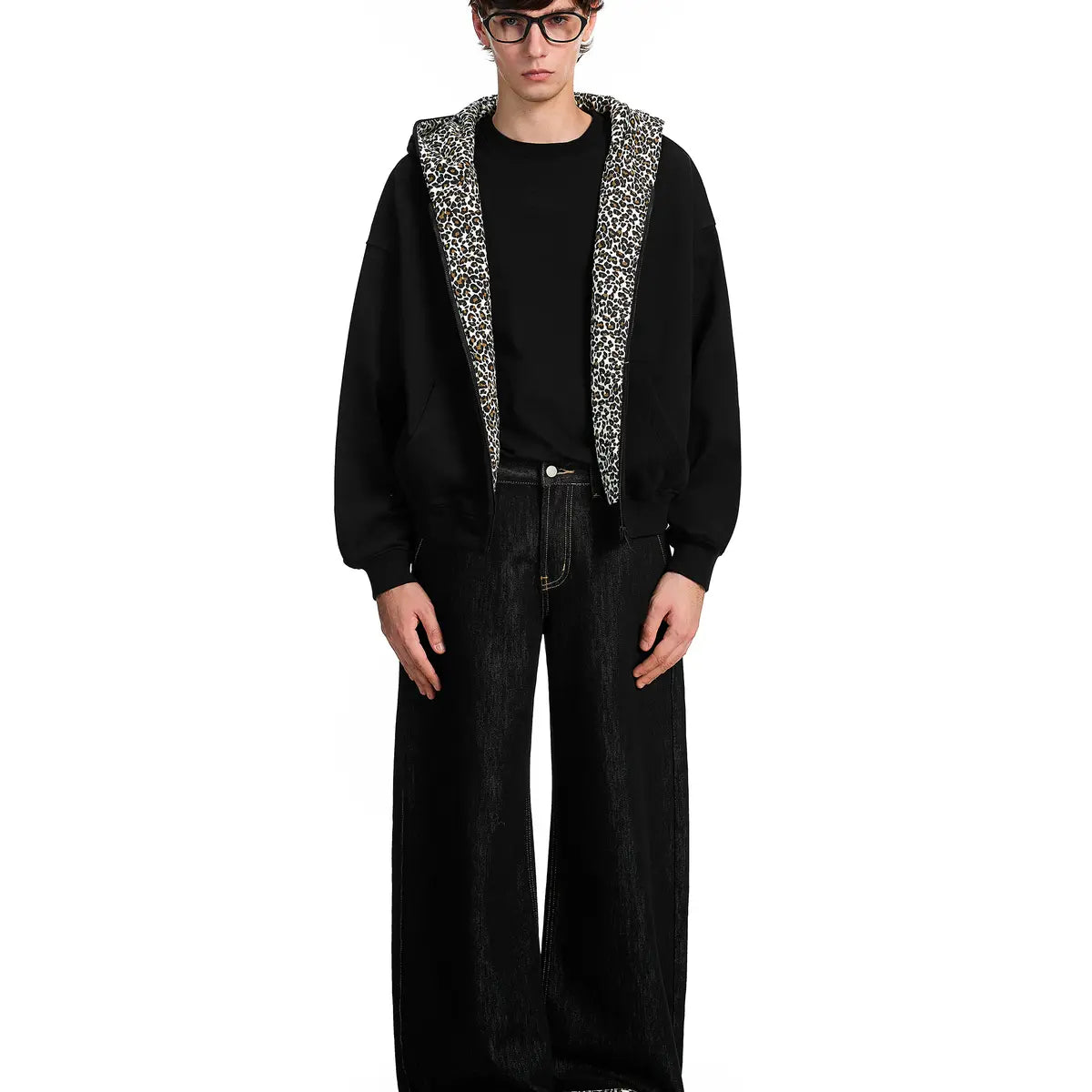 Leopard Print Oversized Hoodie & Wide Leg Loungewear Set