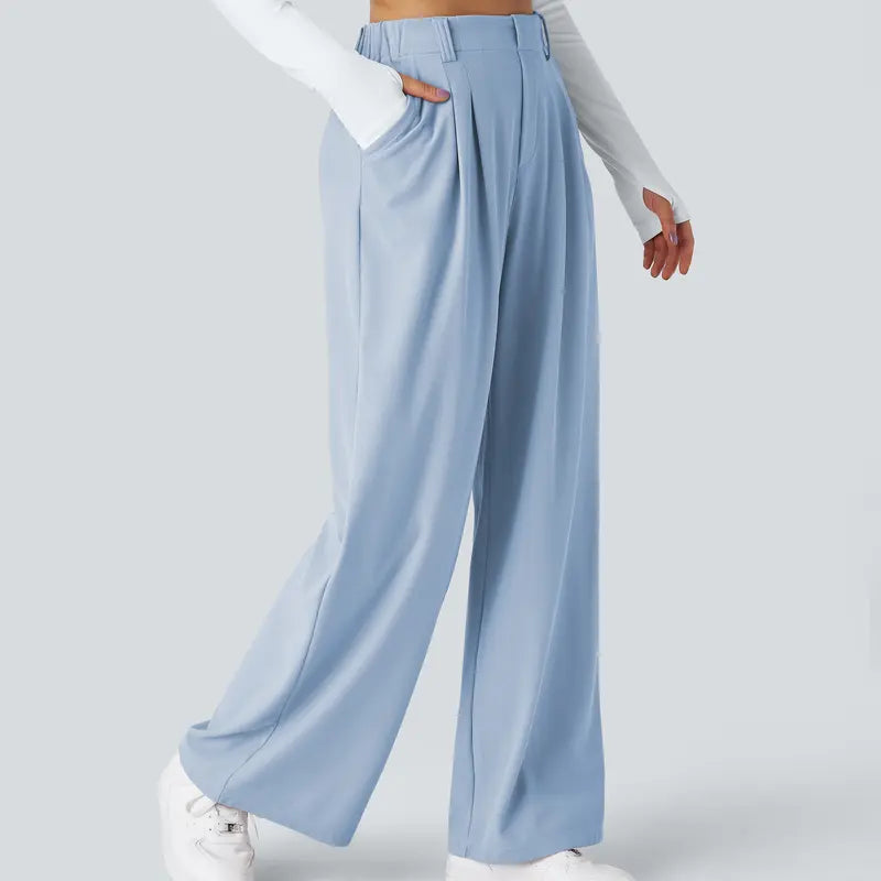 Halara Flex Women’s High Waist Wide Leg Pants with Pockets – Waffle Fabric Comfort