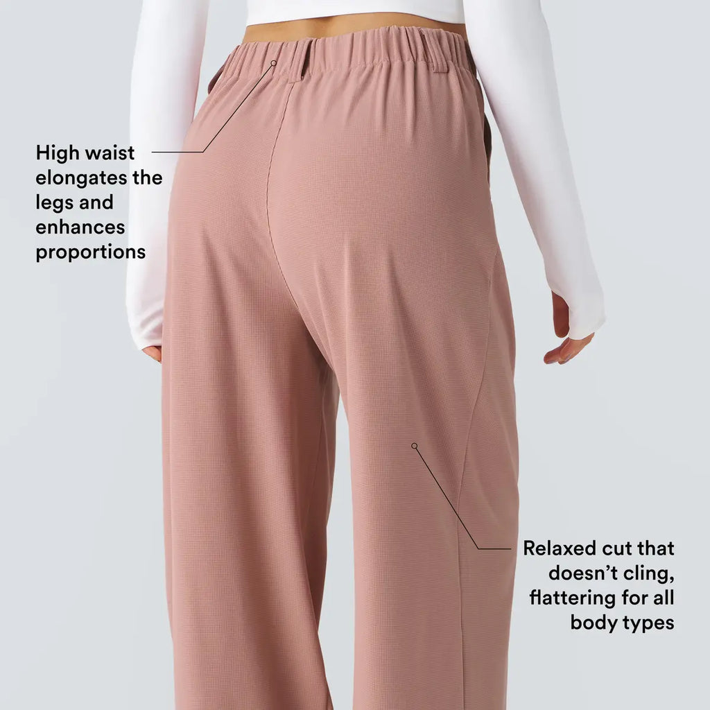 Halara Flex Women’s High Waist Wide Leg Pants with Pockets – Waffle Fabric Comfort