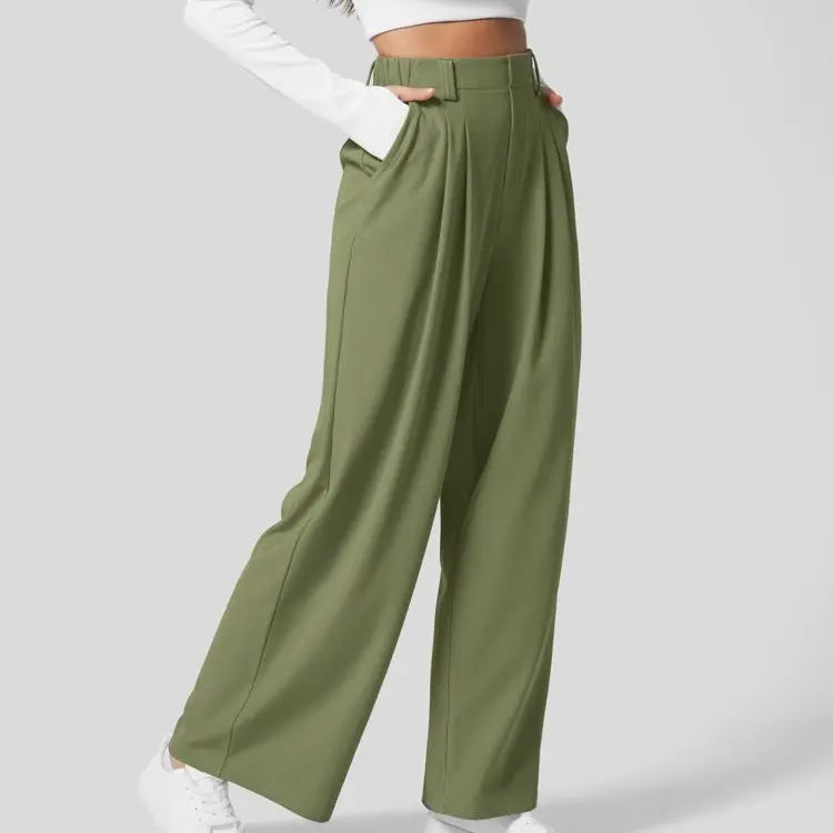 Halara Flex Women’s High Waist Wide Leg Pants with Pockets – Waffle Fabric Comfort