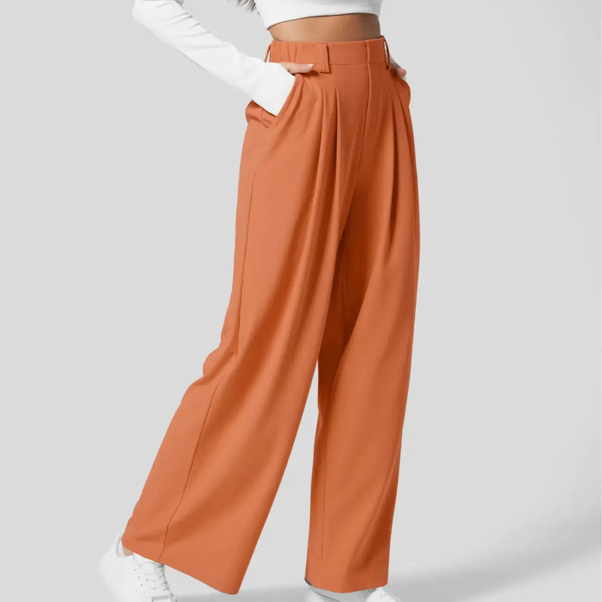 Halara Flex Women’s High Waist Wide Leg Pants with Pockets – Waffle Fabric Comfort