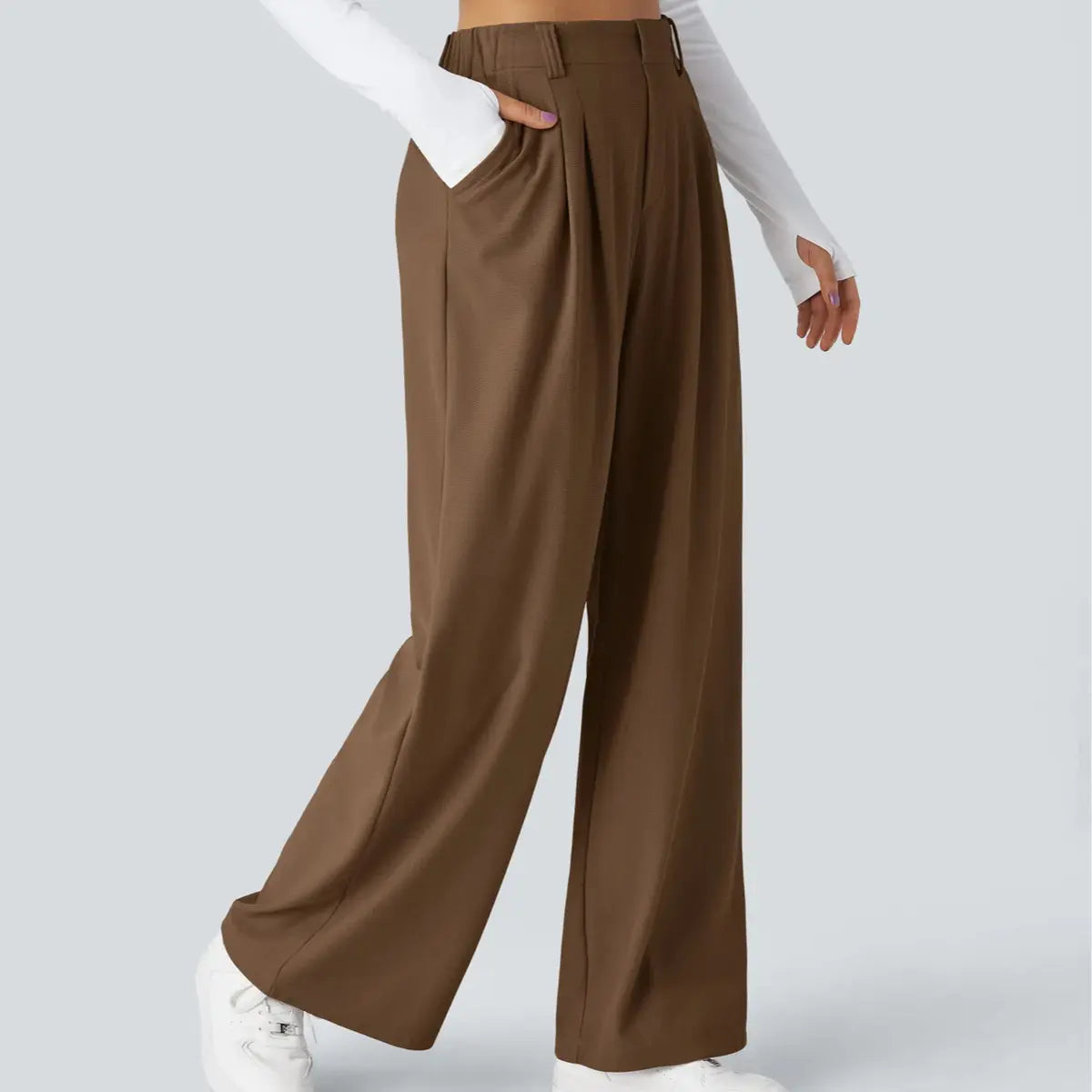 Halara Flex Women’s High Waist Wide Leg Pants with Pockets – Waffle Fabric Comfort