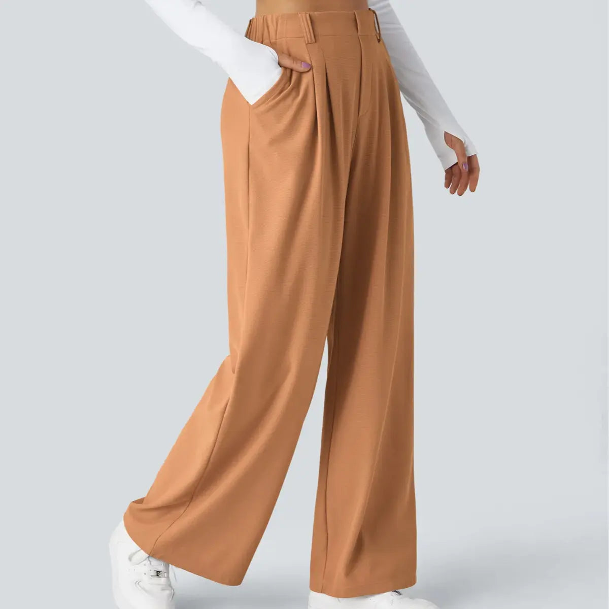 Halara Flex Women’s High Waist Wide Leg Pants with Pockets – Waffle Fabric Comfort